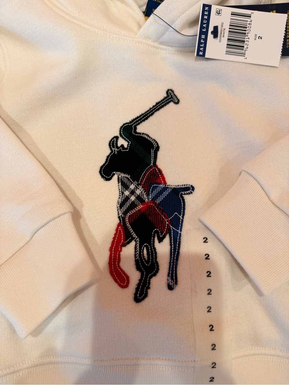 Ralph Lauren Cream Kids Hoodie with Embroidered Polo Pony - Picture 3 of 3